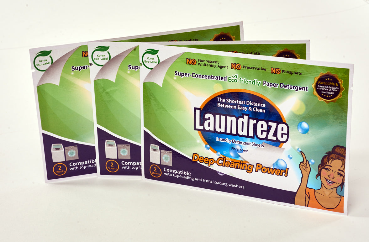 Laundreze Laundry Detergent Sheets Family Pack (60 sheets + 20 sheets +2 sheets) - Heluna Essentials